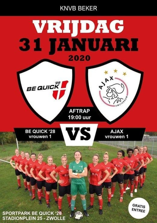 Voorbeschouwing Be Quick Vrouwen 1 tegen Ajax in bekertoernooi