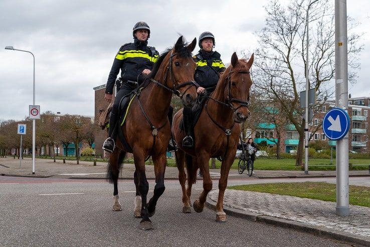 Politie surveilleert te paard in Park de Wezenlanden - Foto: Peter Denekamp