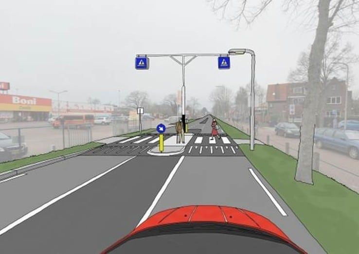 Deventerstraatweg krijgt verhoogde voetgangersoversteek - Foto: Gemeente Zwolle