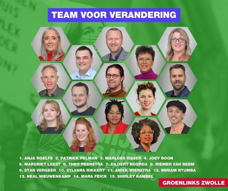 Dit zijn de kandidaten van GroenLinks Zwolle voor de gemeenteraadsverkiezingen