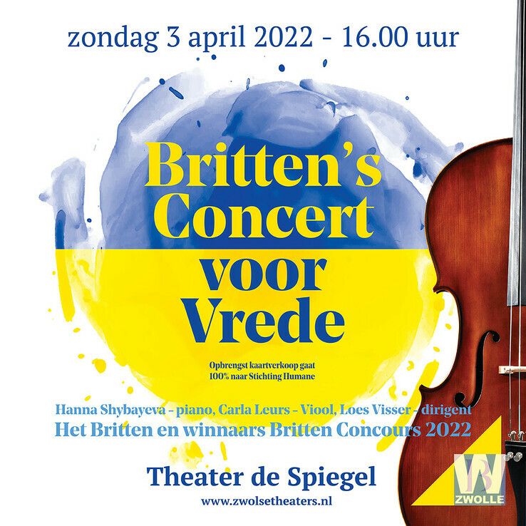 Britten Jeugd Strijkorkest speelt voor vrede met een benefietconcert in Theater De Spiegel